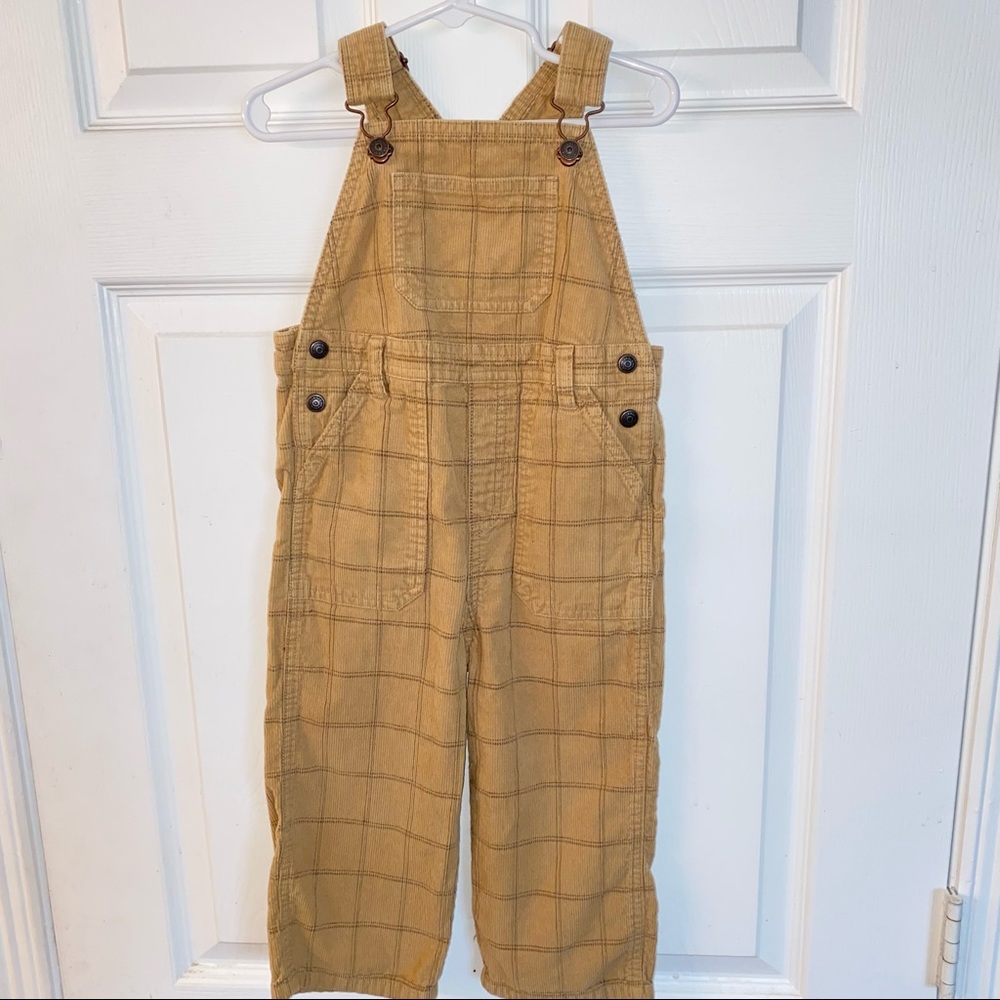 Janie & Jack | Tan Plaid Overalls - Picture 3 of 8